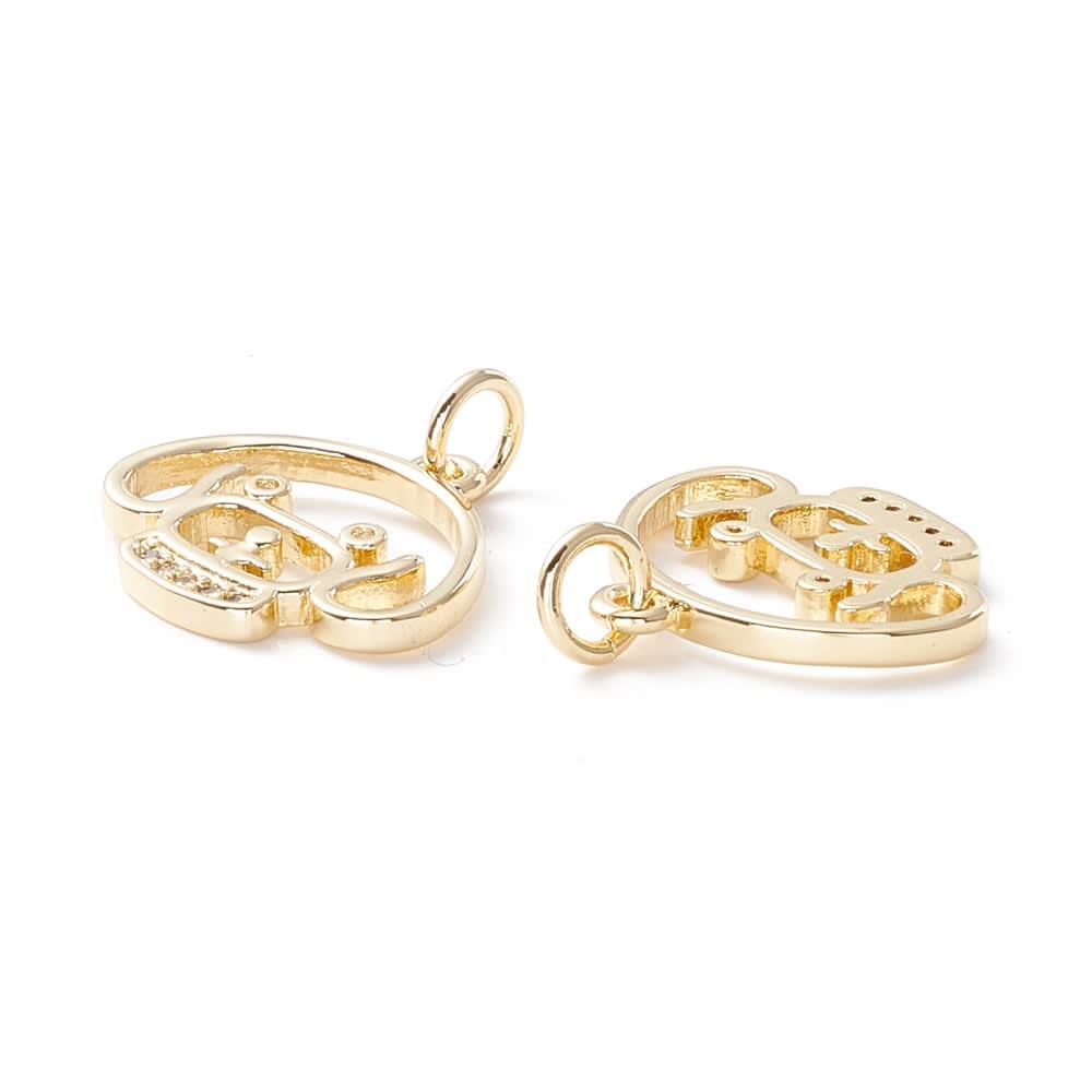 Dije colgante perro mascota 16 mm baño de oro zircón / unidad2
