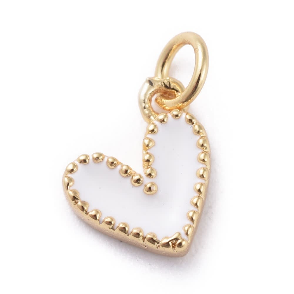 Dije esmaltado mini corazón heart 9 mm baño de oro / unidad8
