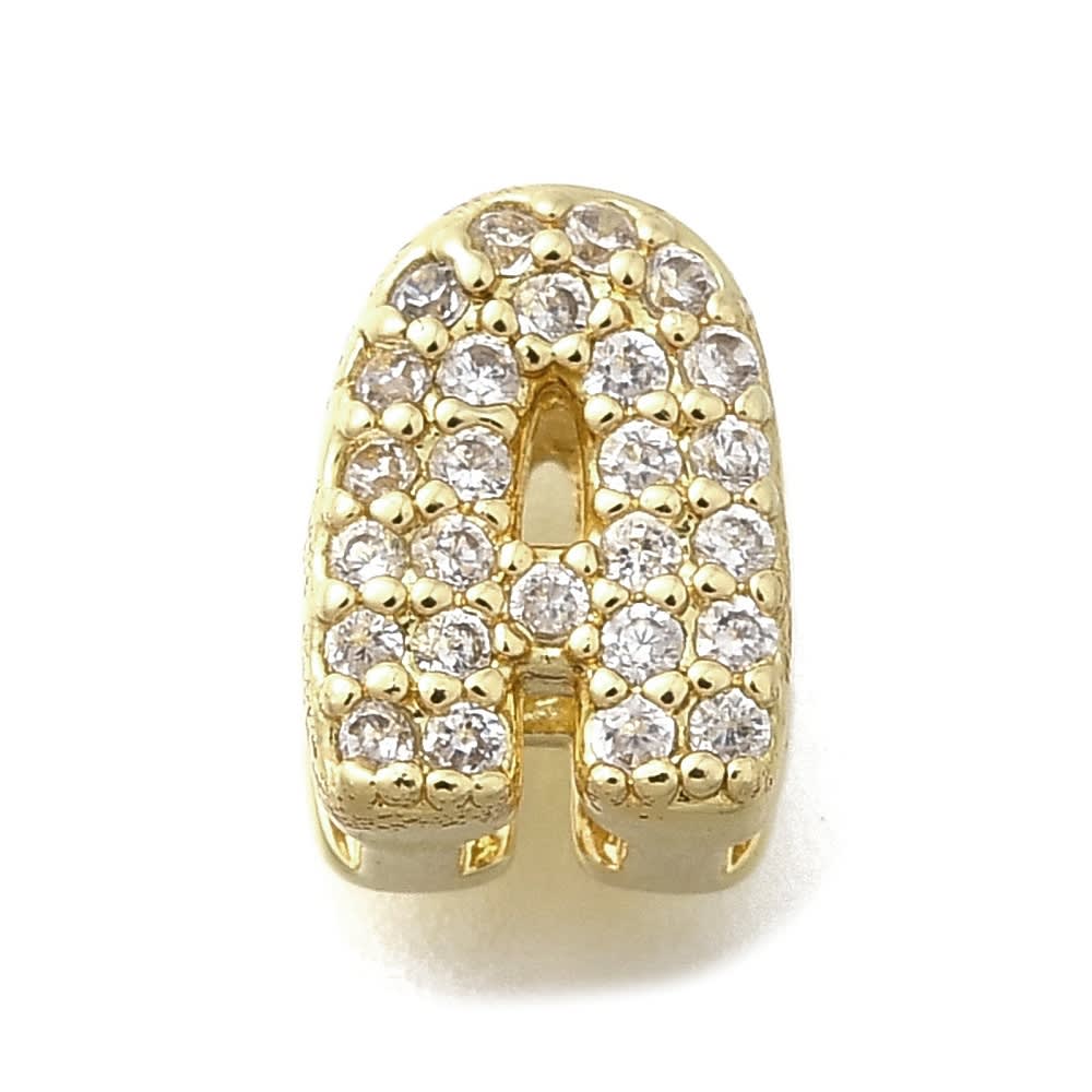 Letras pasadoras abecedario 9.5 mm baño oro zircón / unidad2