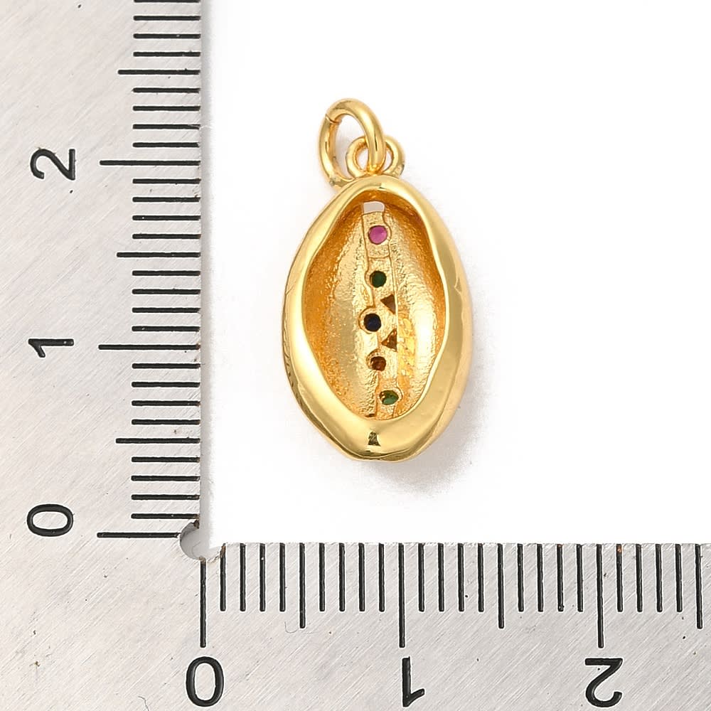 Dije colgante concha cauri 18.5 mm zircón baño de oro / unidad3