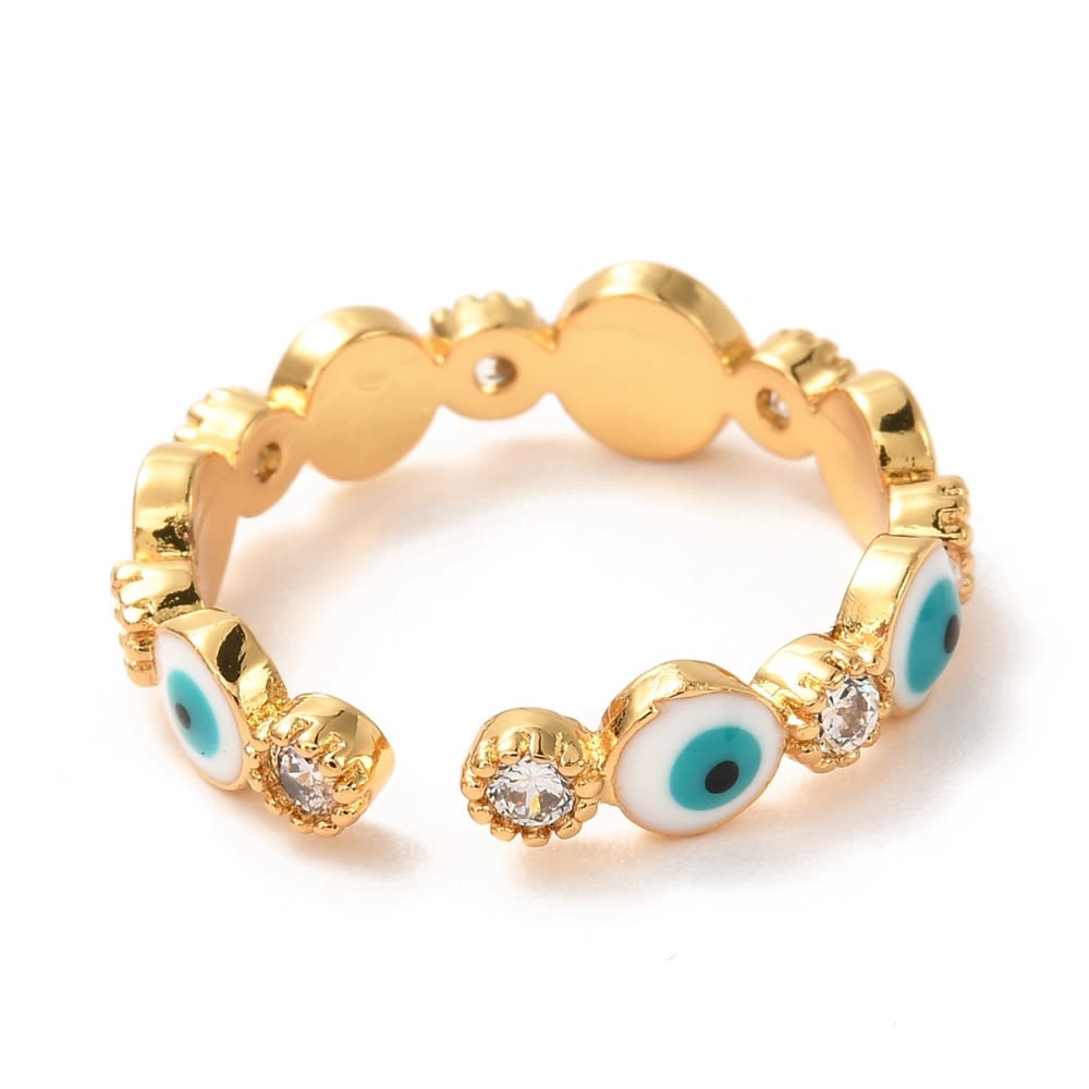 Anillo ajustable ojo turco nazar baño de oro / unidad3