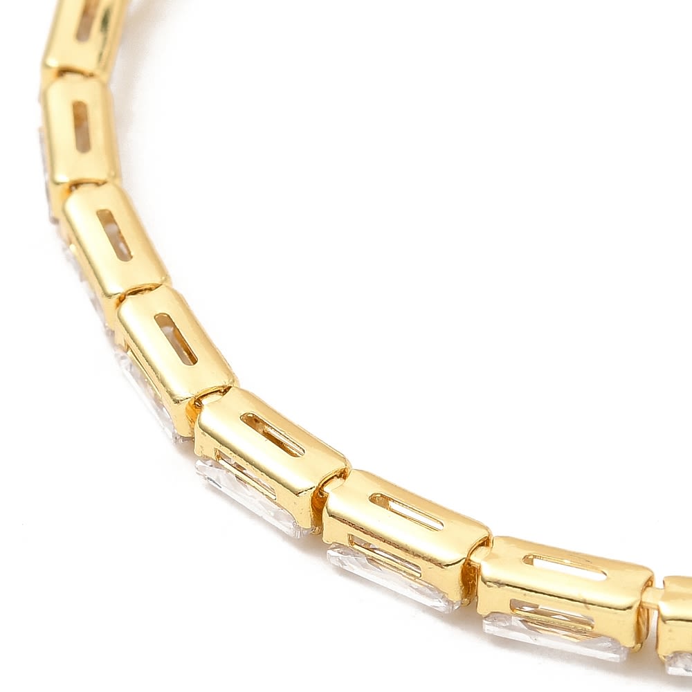 Pulsera ajustable de zircón rectangular baño de oro / unidad3