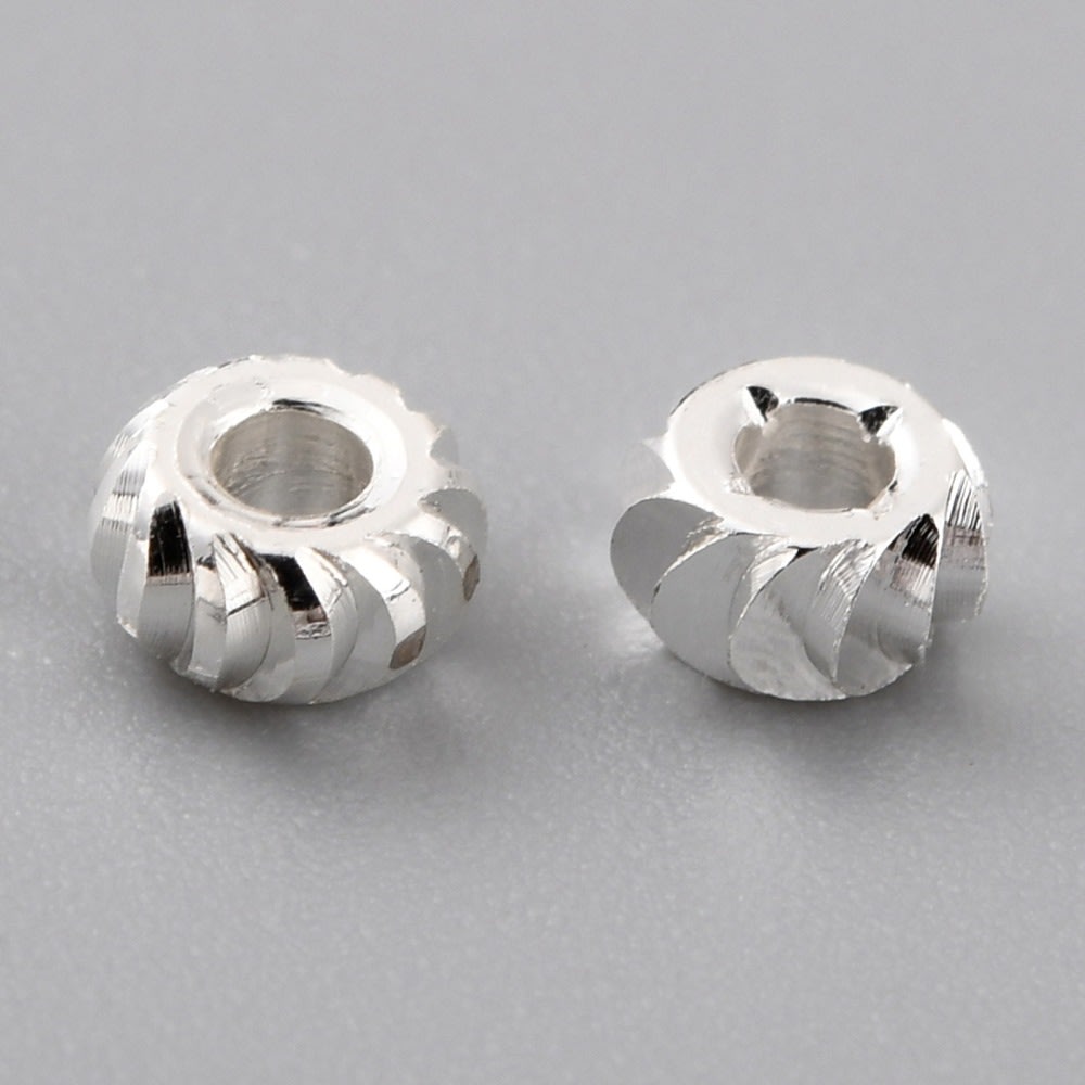 Separador redondo ranura 4 mm baño de plata / 10 uds1