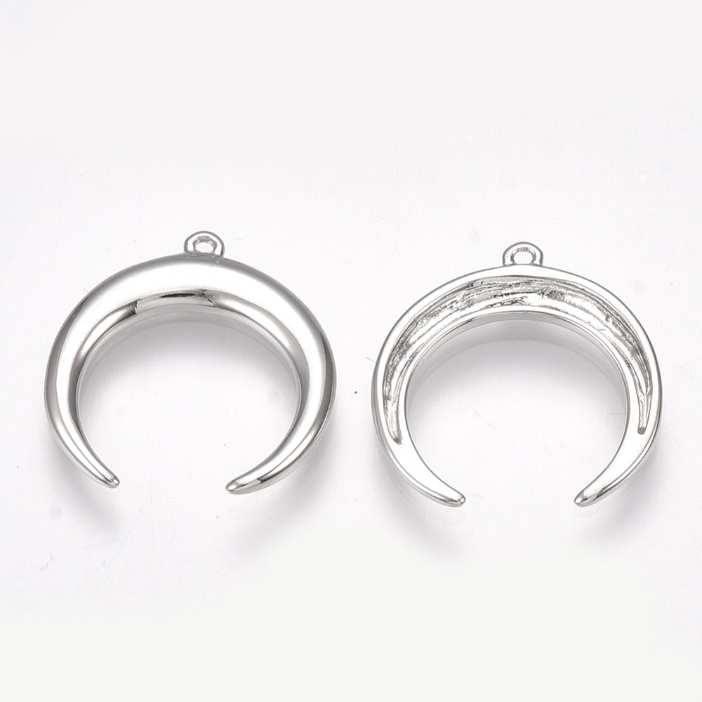 Dije colgante luna invertida 16 mm baño platino / unidad2