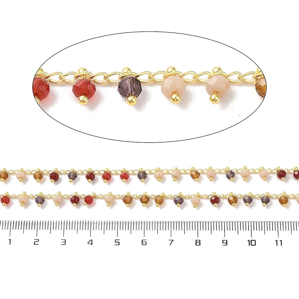 Cadena con cristal multicolor colgante baño oro / metro3