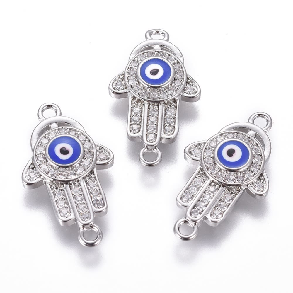 Dije conector hamsa nazar ojo turco baño de platino / unidad2