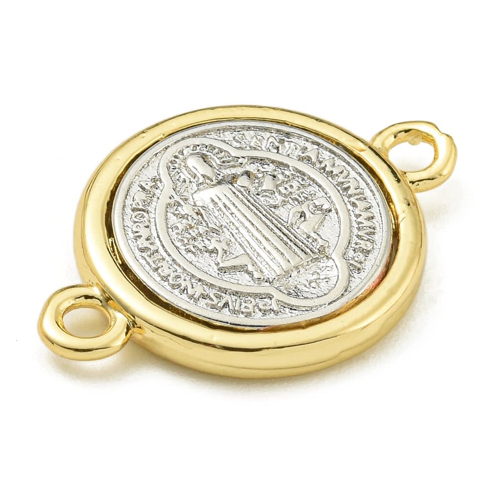 Dije conector san benito 21.5 mm bicolor baño oro platino / unidad2