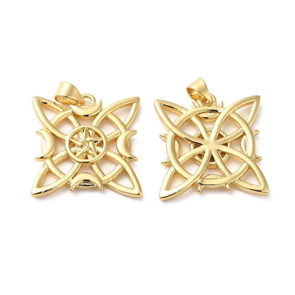 Dije colgante nudo de bruja amuleto protector baño de oro / unidad1