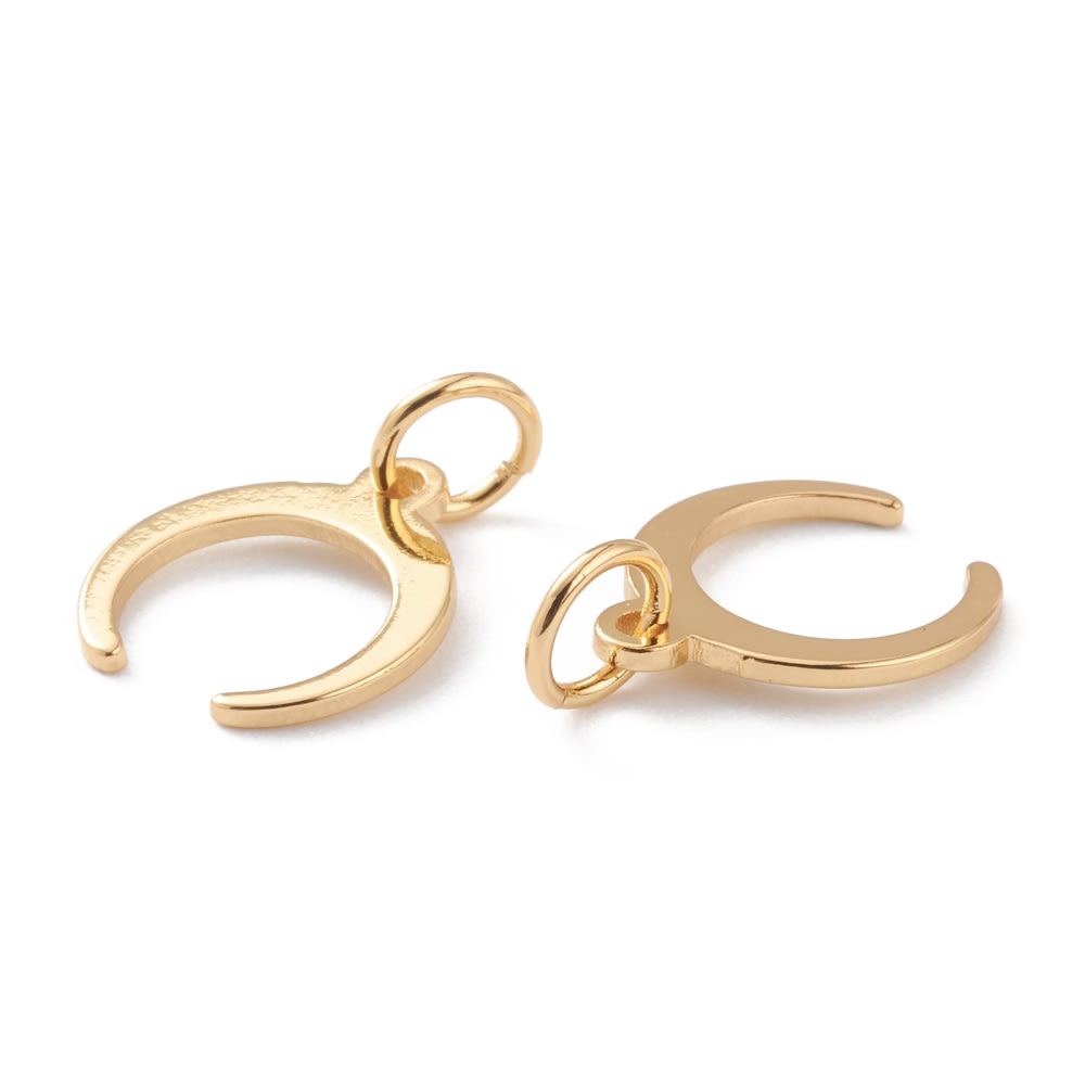 Dije colgante luna invertida 11.5 mm baño de oro / unidad2