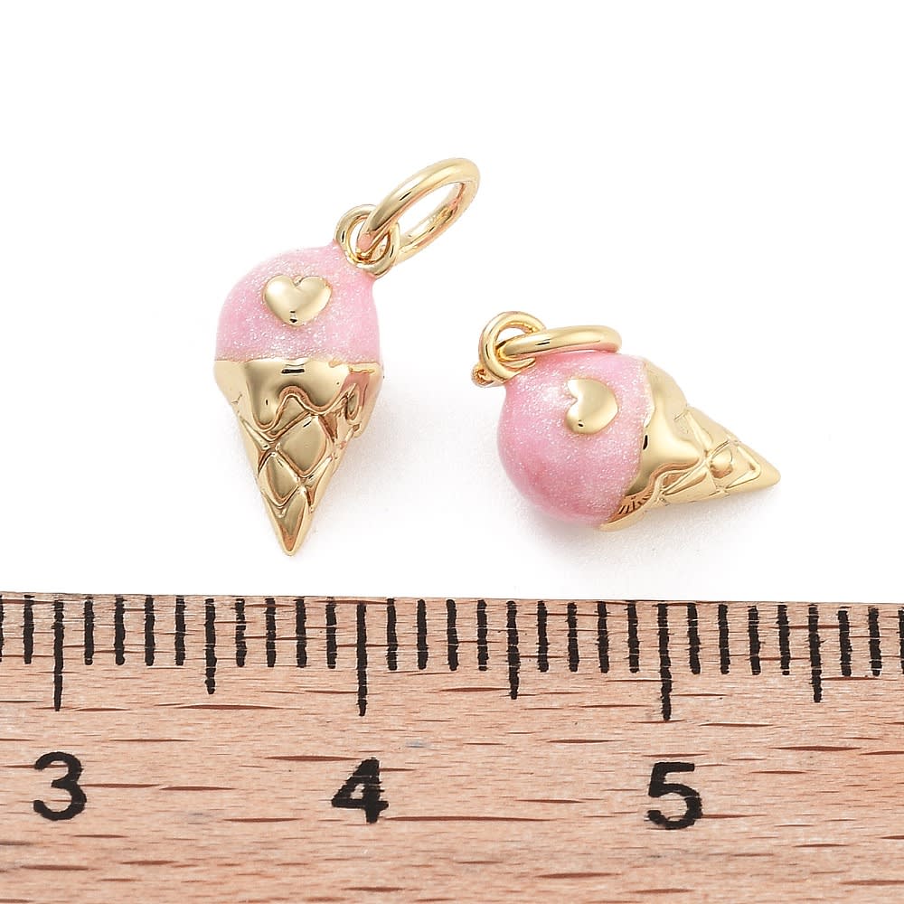 Dije colgante helado ice cream 11.5 mm esmaltado baño oro / unidad3