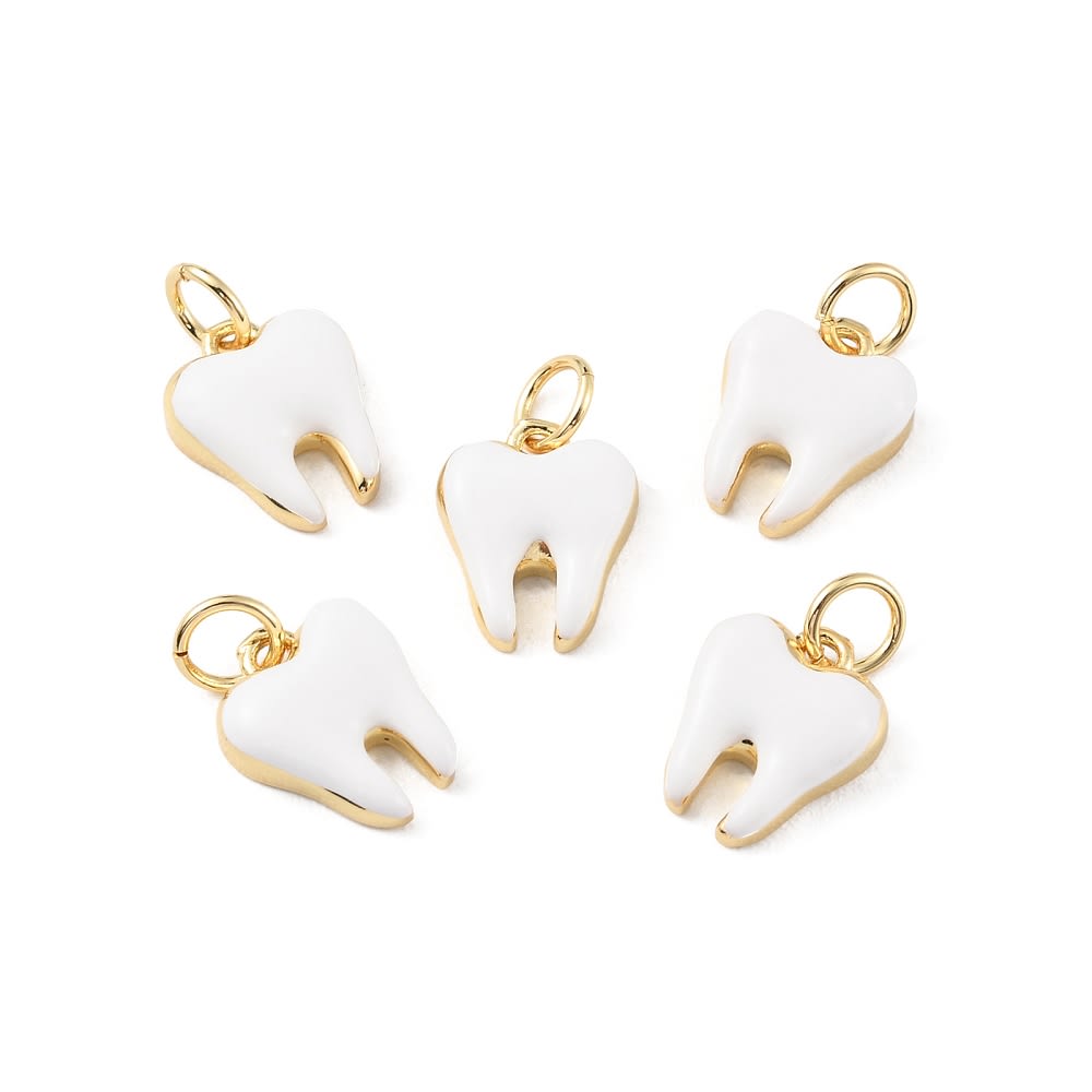 Dije colgante esmaltado muela diente 11 mm baño oro / unidad3