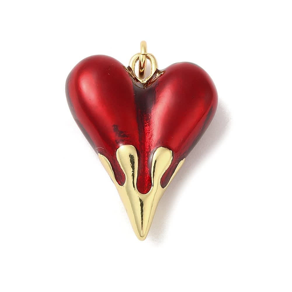 Dije colgante corazón alargado esmaltado 24.5 mm baño oro / unidad5