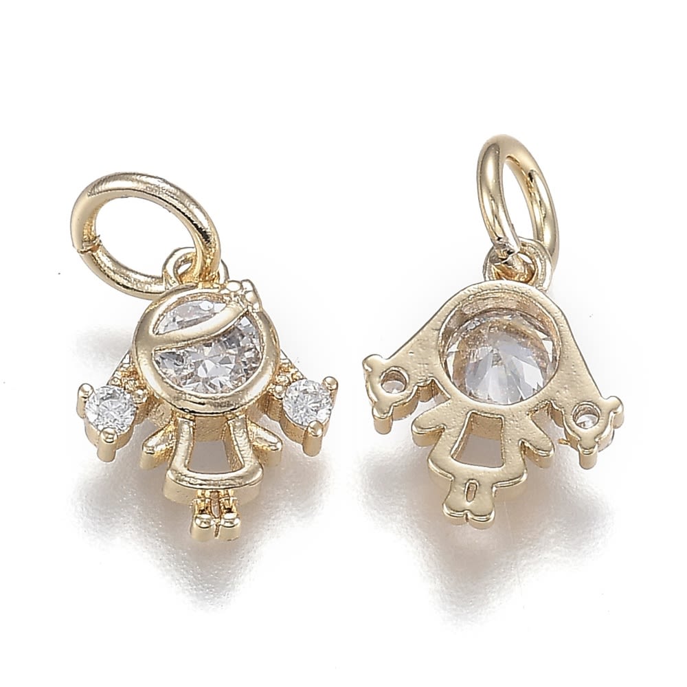 Dije colgante niña niño zircón 12 mm baño de oro / unidad1