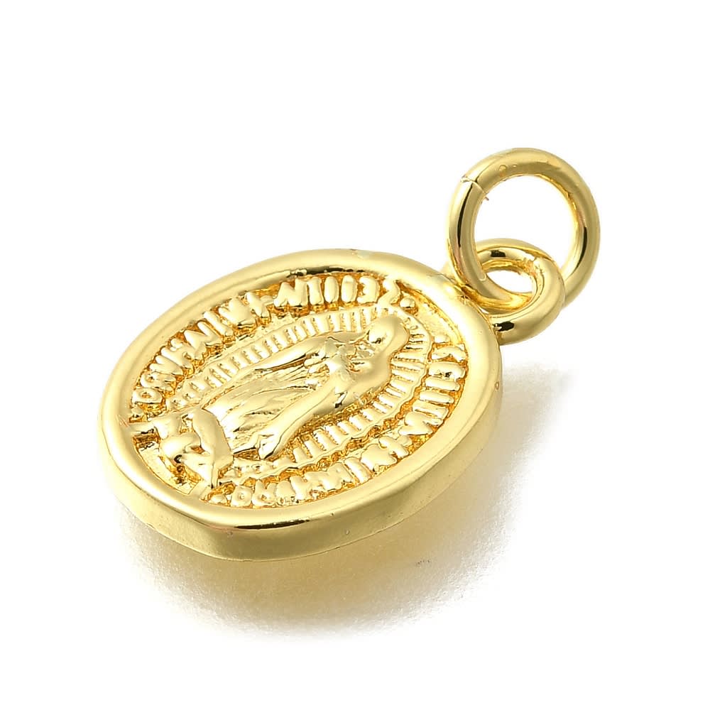 Dije colgante virgen Guadalupe 14.5 mm baño de oro / unidad2