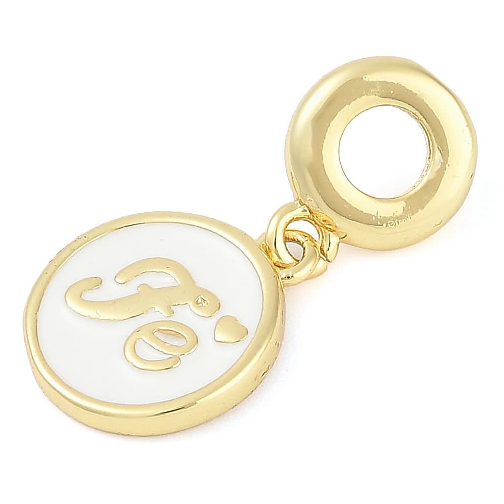 Colgante europeo charm palabra Fe religioso baño oro esmaltado / unidad1