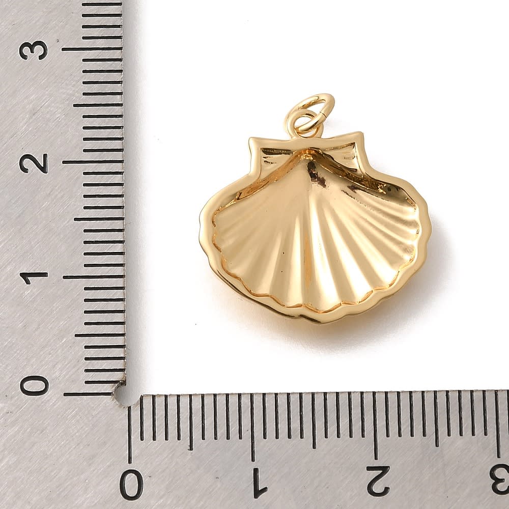 Dije colgante concha mar 18.5 mm baño de oro / unidad3