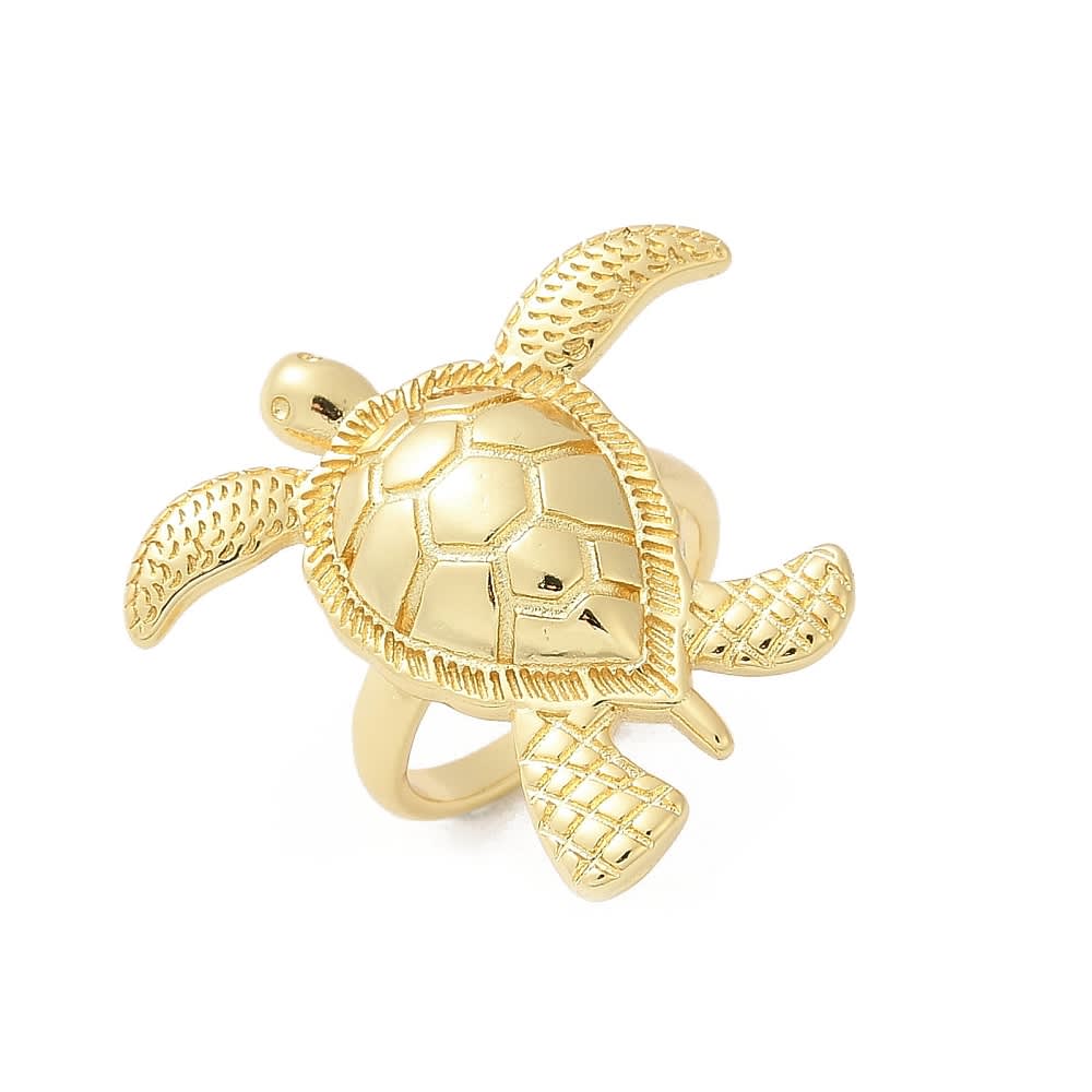 Anillo ajustable tortuga marina verano mar baño de oro / unidad1