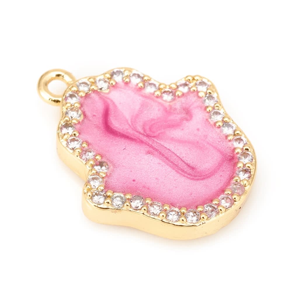 Dije colgante esmaltado hamsa mano fatima baño de oro / unidad2