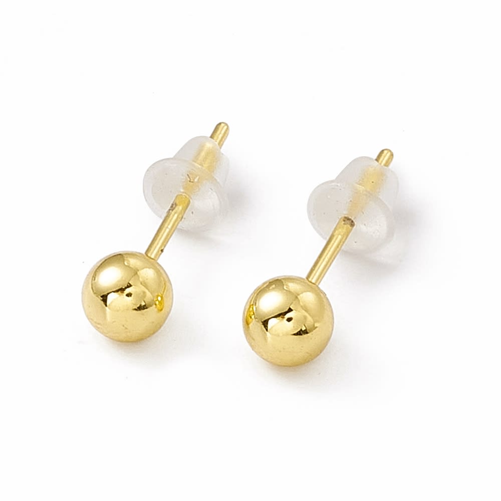 Aros topo topito Bola balín 4-6 mm baño oro / par2