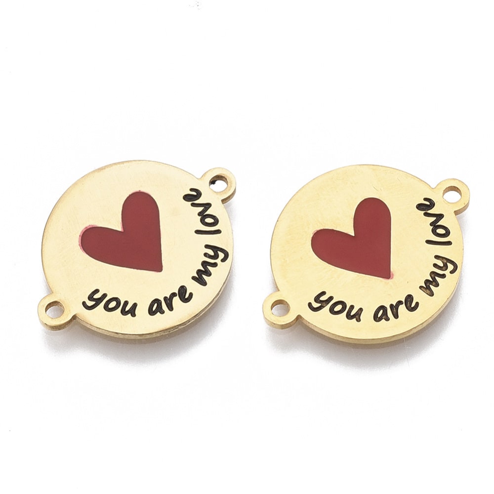 Dije conector pareja amor love corazón acero / unidad2