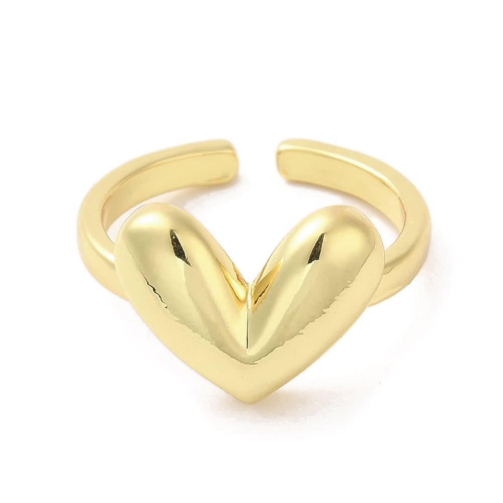 Anillo ajustable corazón inflado baño oro / unidad2