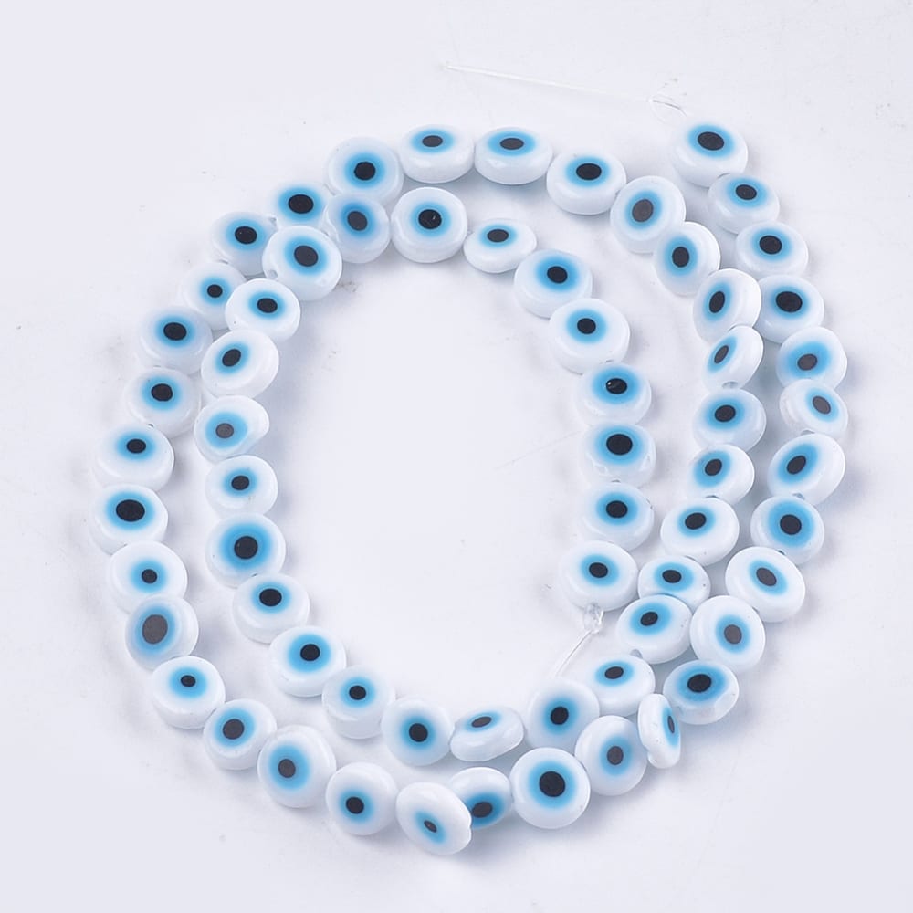 Ojo turco plano 6 mm nazar protección blanco1