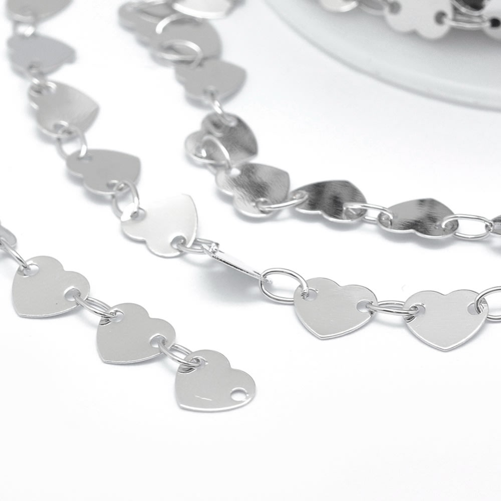 Cadena corazón corrido baño de oro platino / metro2