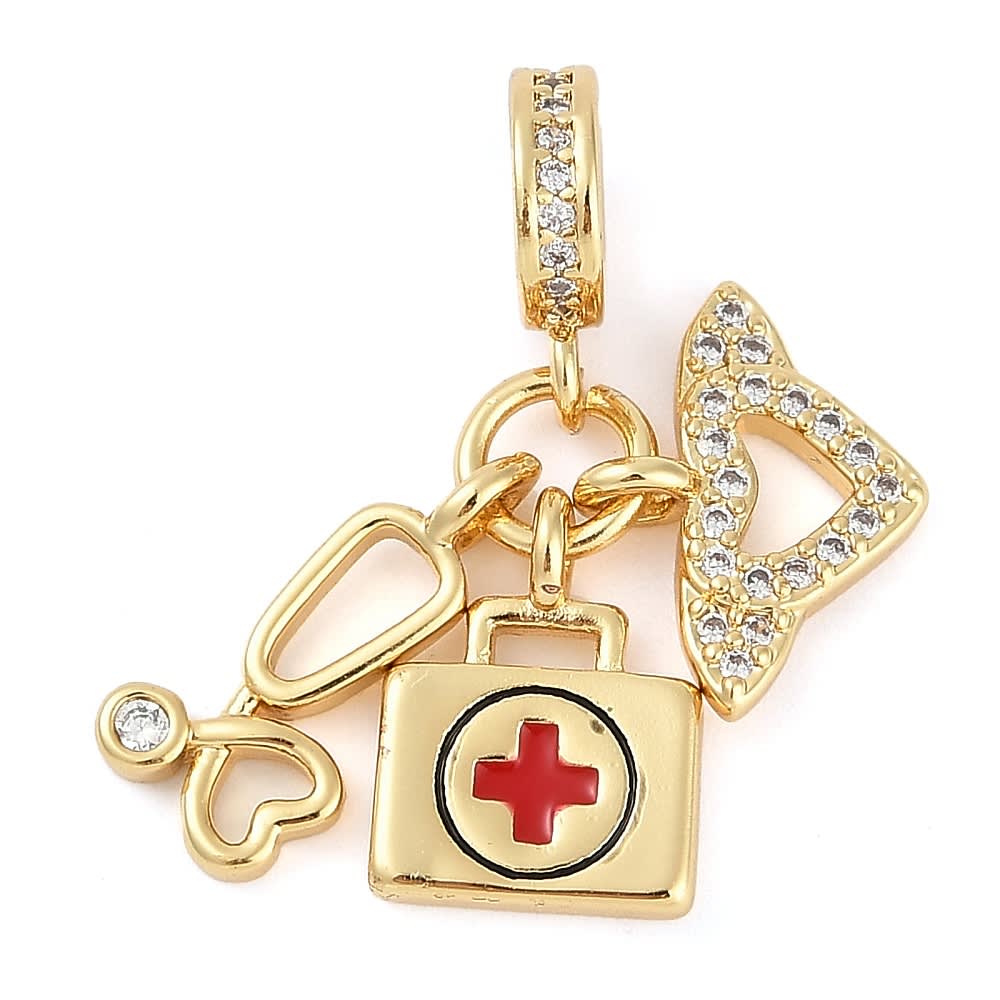 Colgante europeo charm estetoscopio medicina zircón / unidad1