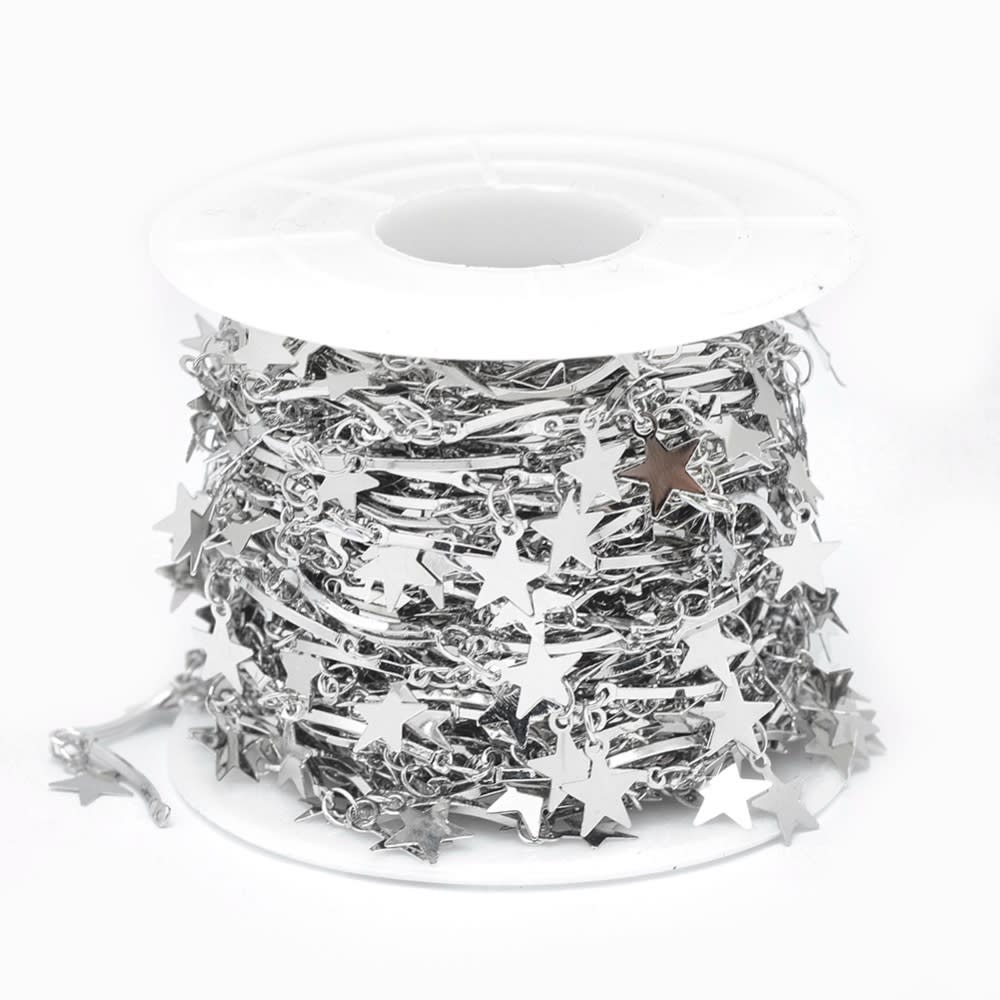 Cadena barra y estrellas colgantes baño de platino / metro2