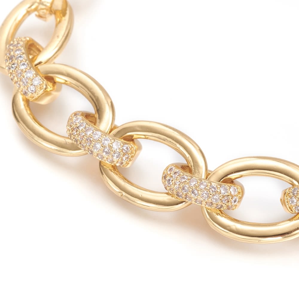 Pulsera eslabón grande ovalado elegante con zircón baño de oro / unidad2