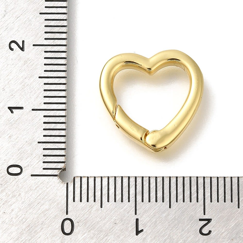 Broche corazón anillo cerrado con cierre resorte 15.5 mm baño oro / unidad3