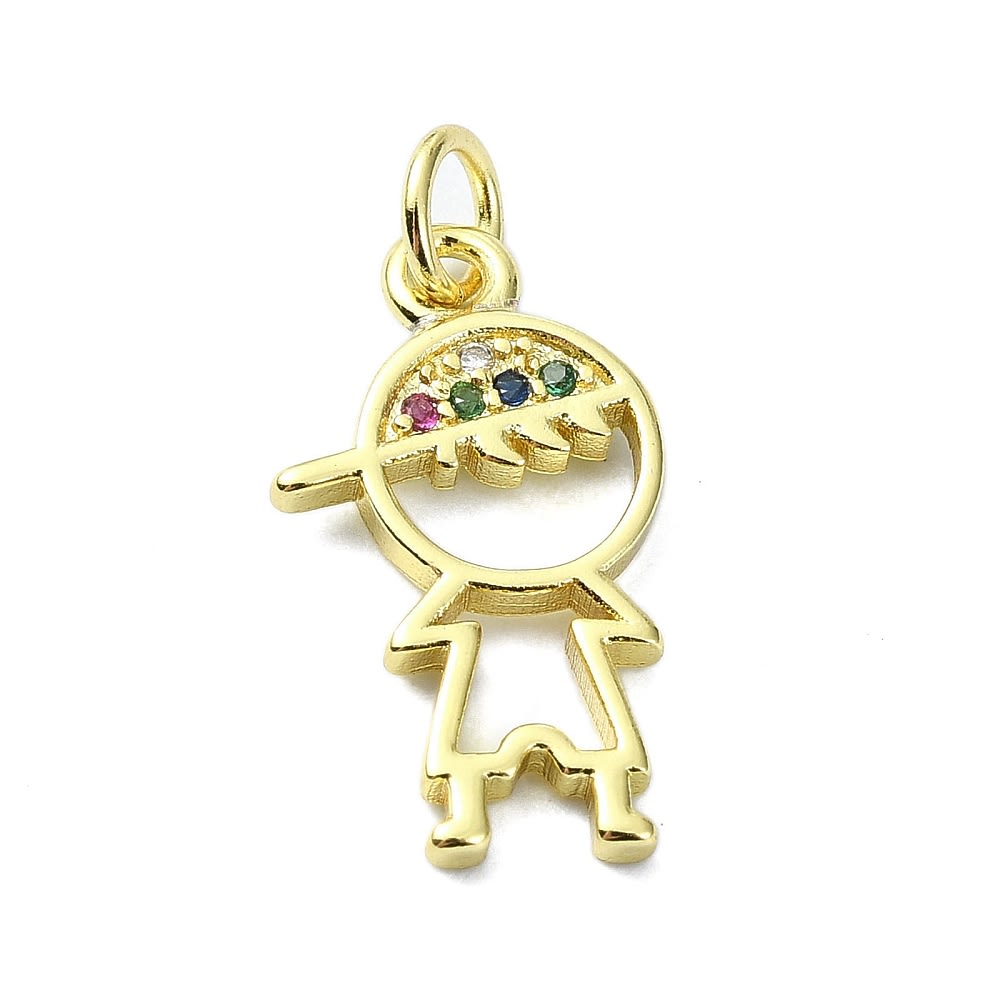 Dije colgante niña niño zircón 19 mm baño de oro / unidad2