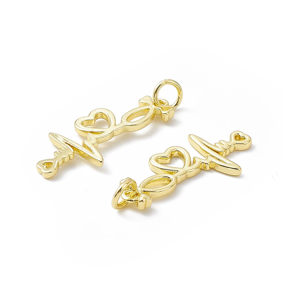 Dije colgante latido corazón 24 mm baño de oro / unidad3
