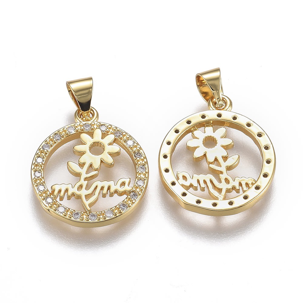 Dije colgante redondo mamá mom flor madre zircón / unidad2