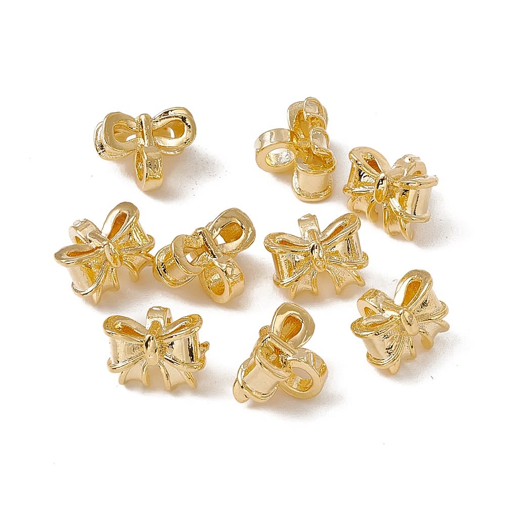 Dije pasador lazo coquette 10 mm baño oro / unidad3