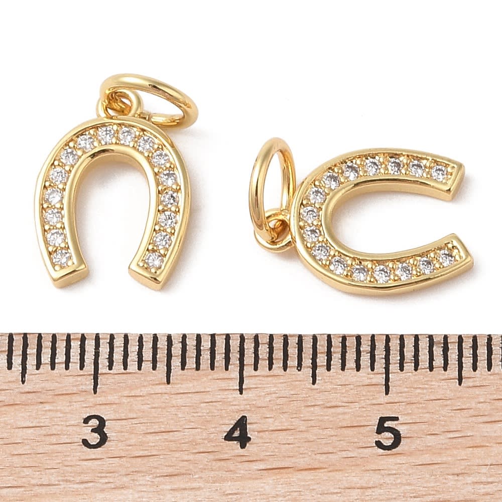 Dije colgante herradura amuleto suerte 15 mm dorado plateado / unidad3