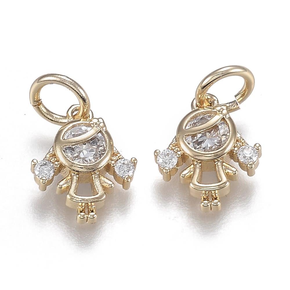 Dije colgante niña niño zircón 12 mm baño de oro / unidad3