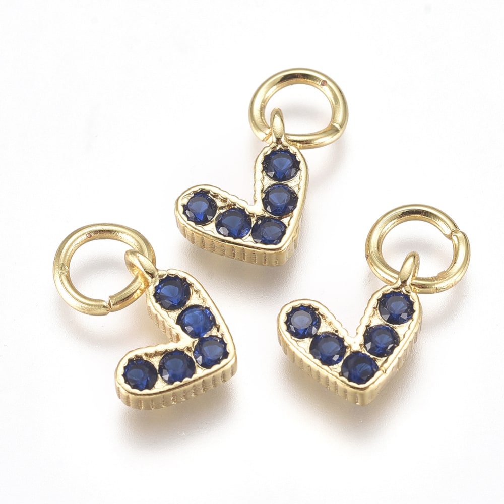 Dije colgante corazón zircón color baño de oro / unidad2