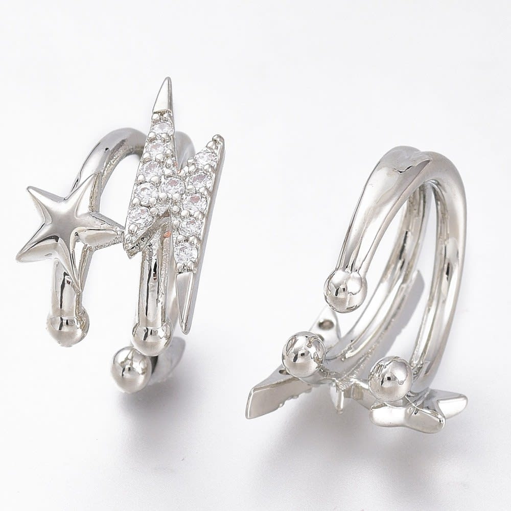 Ear cuff aros solitarios estrella rayo baño oro platino / unidad4