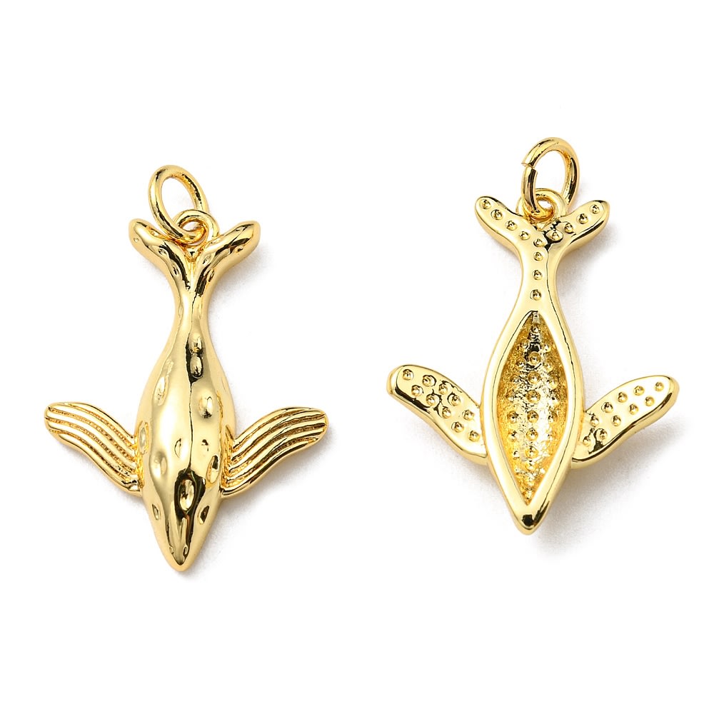 Dije colgante ballena mar 22 mm baño de oro / unidad2