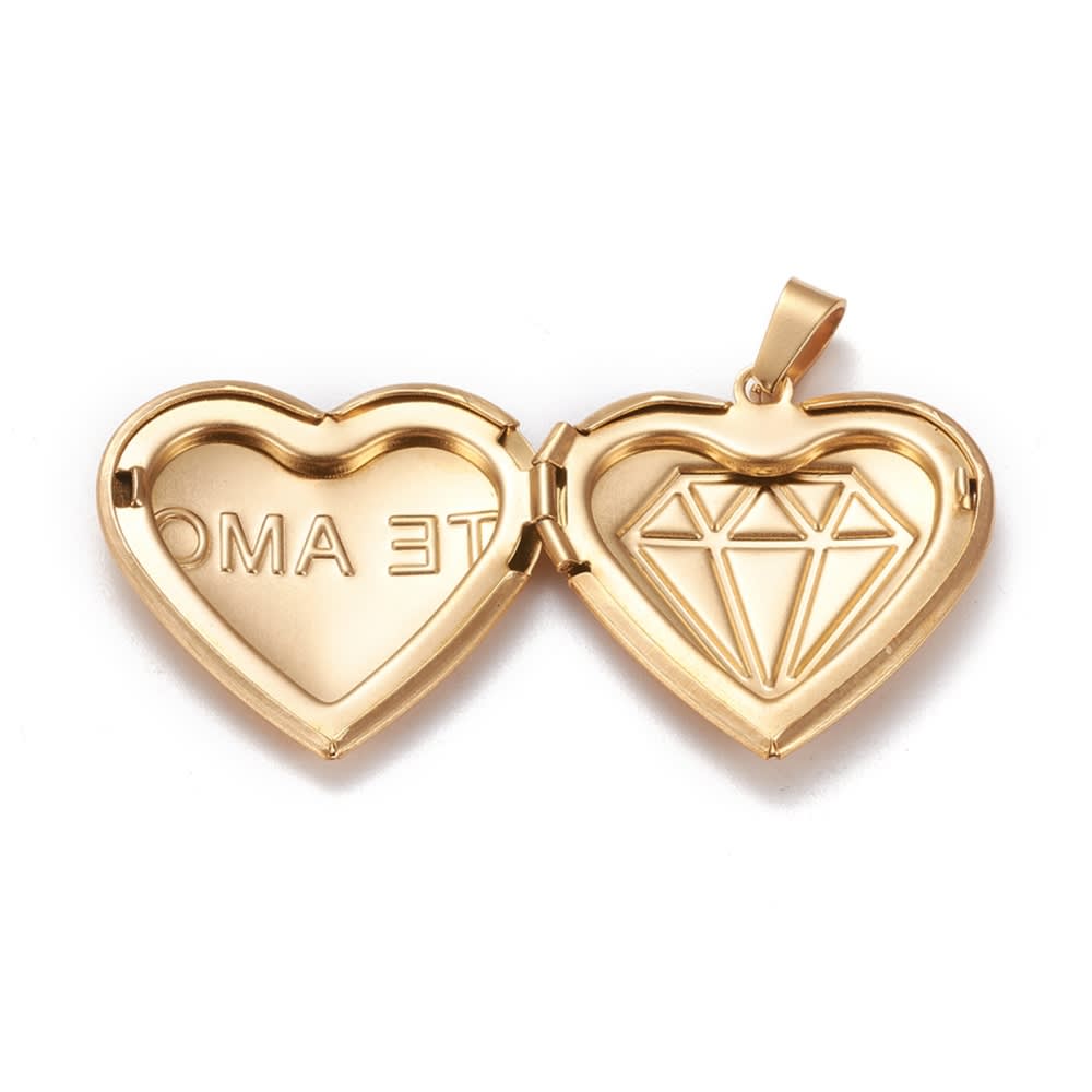 Relicario portafoto locket Corazón Te Amo acero / unidad3