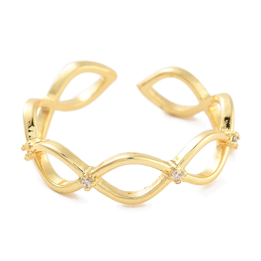 Anillo ajustable silueta ojo de caballo zircón baño de oro / unidad2