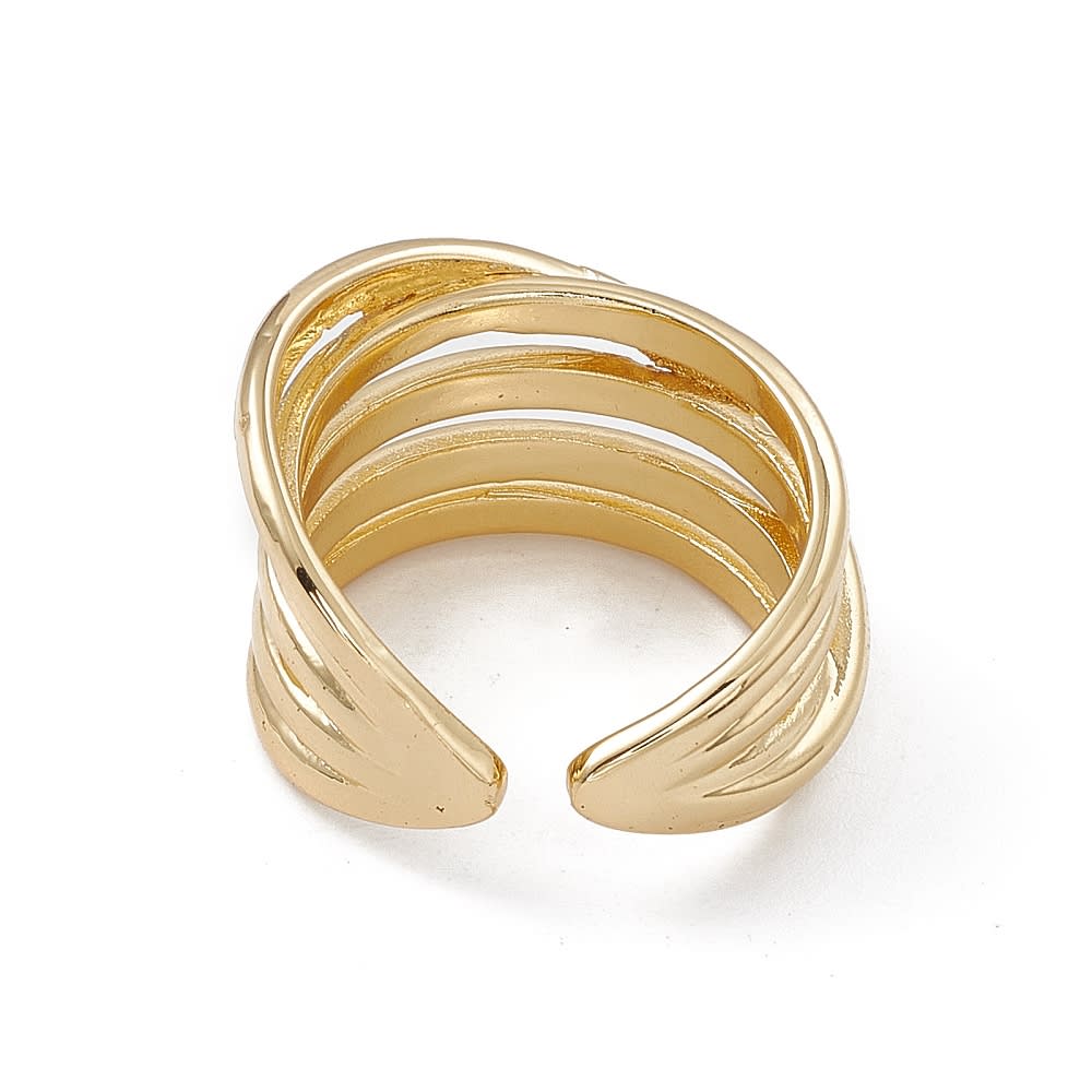 Anillo ajustable de lineas grueso baño de oro / unidad5