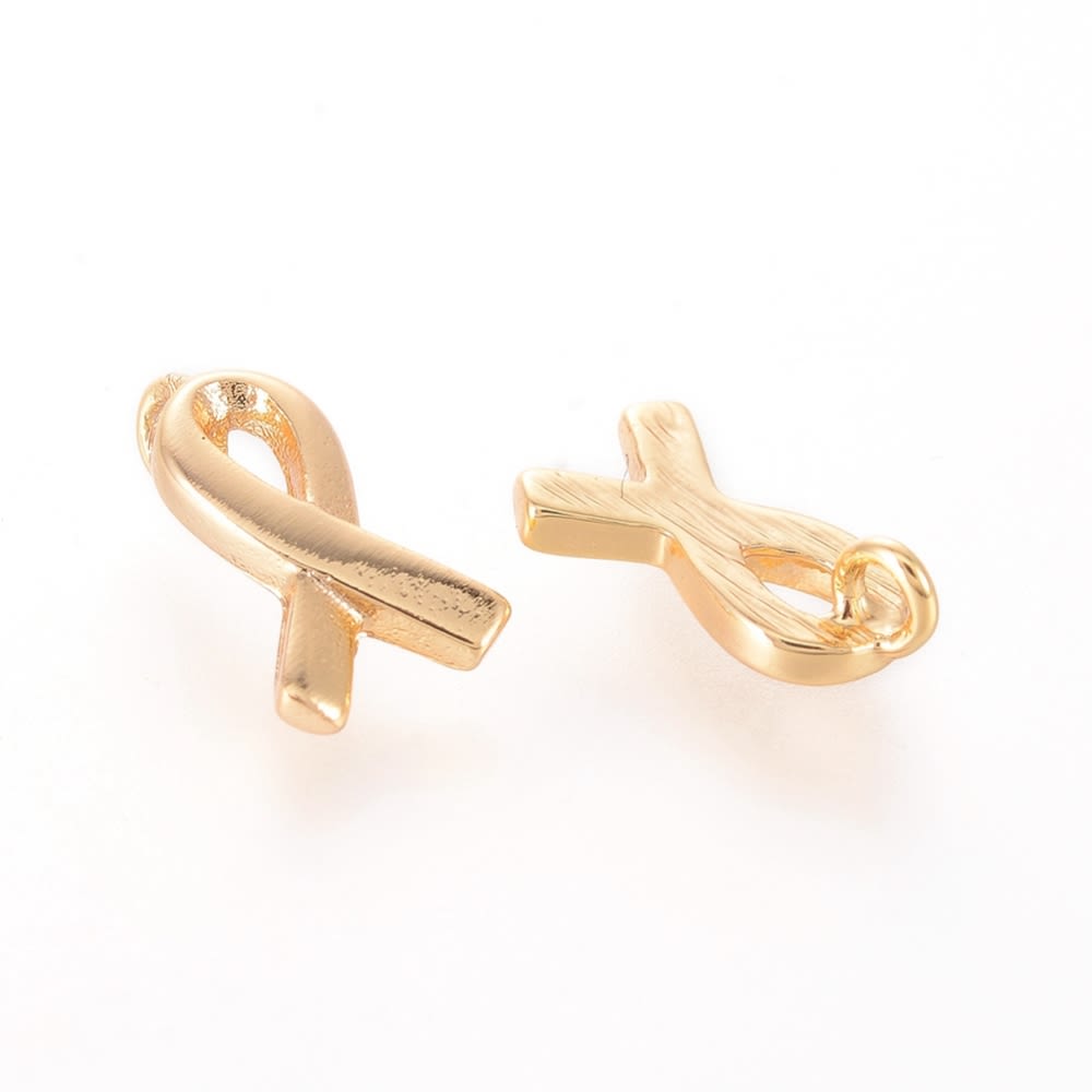 Dije colgante cinta conciencia 9 mm baño de oro / unidad1