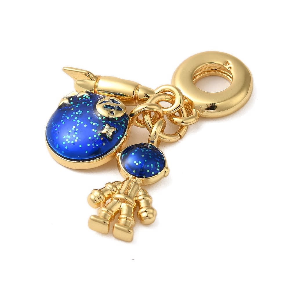 Colgante europeo charm planeta astronauta cohete baño oro / unidad2
