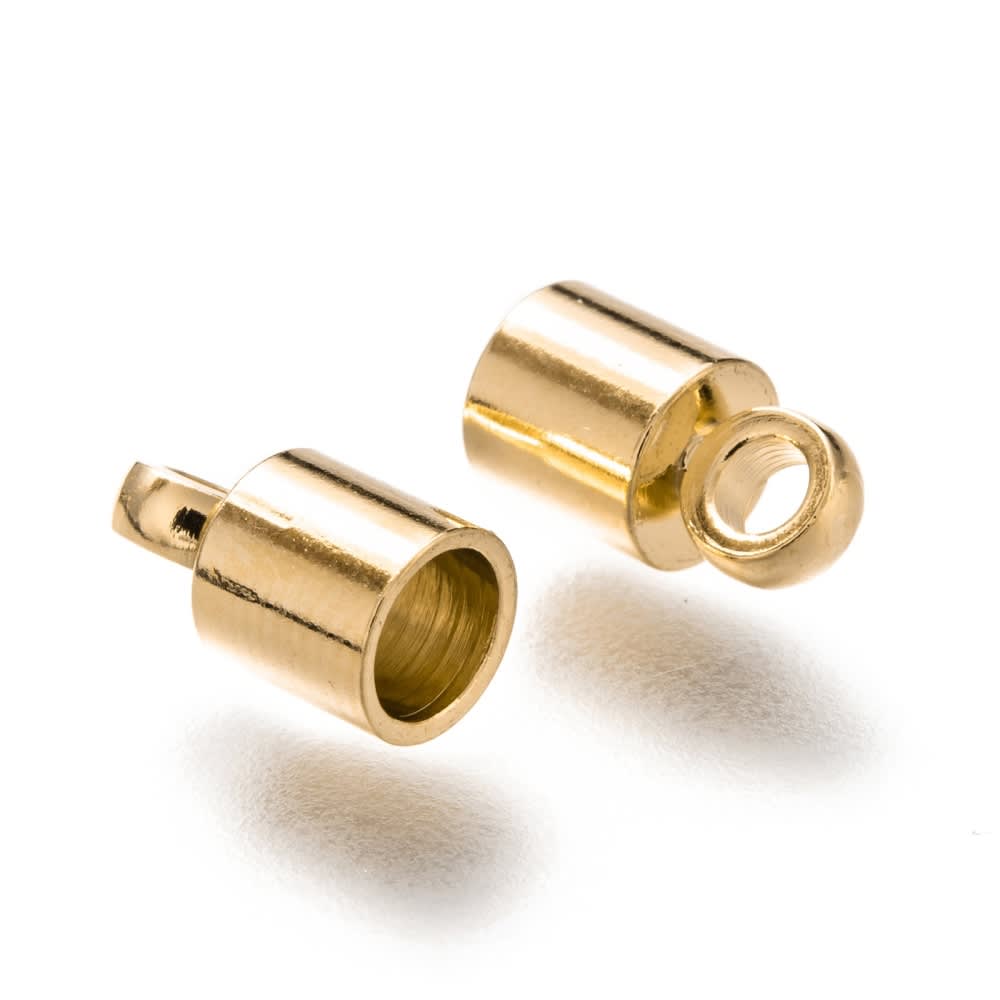 Terminal campana tapa cuero 3 mm baño de oro / par2