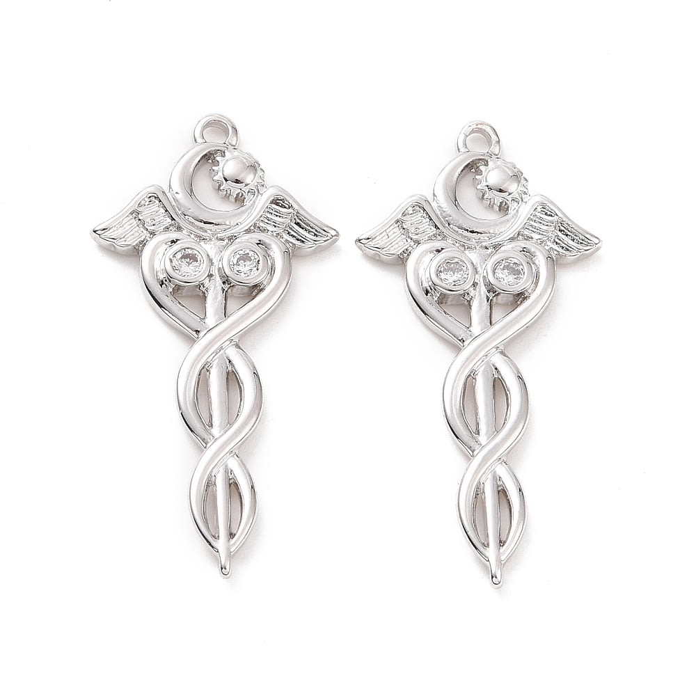 Dije colgante símbolo médico 31.5 mm zircón dorado plateado / unidad2