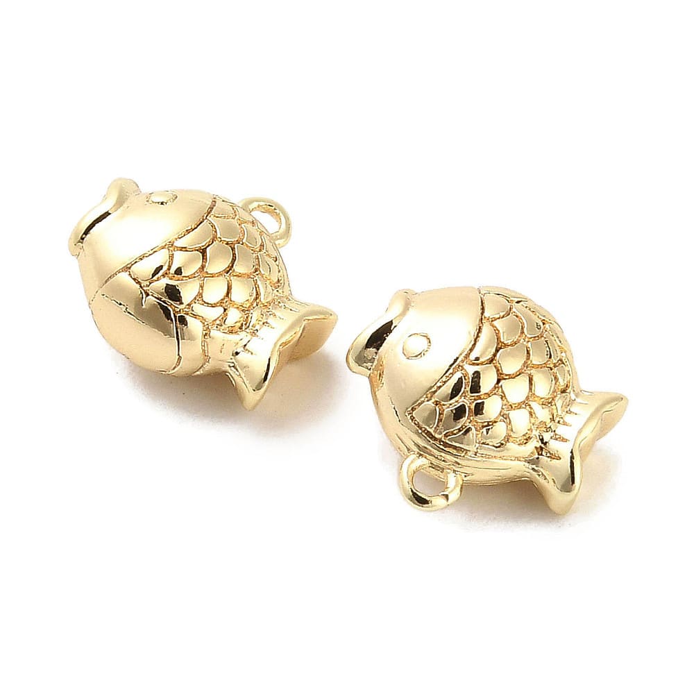 Dije colgante pez pescado mar 10 mm baño de oro / unidad2