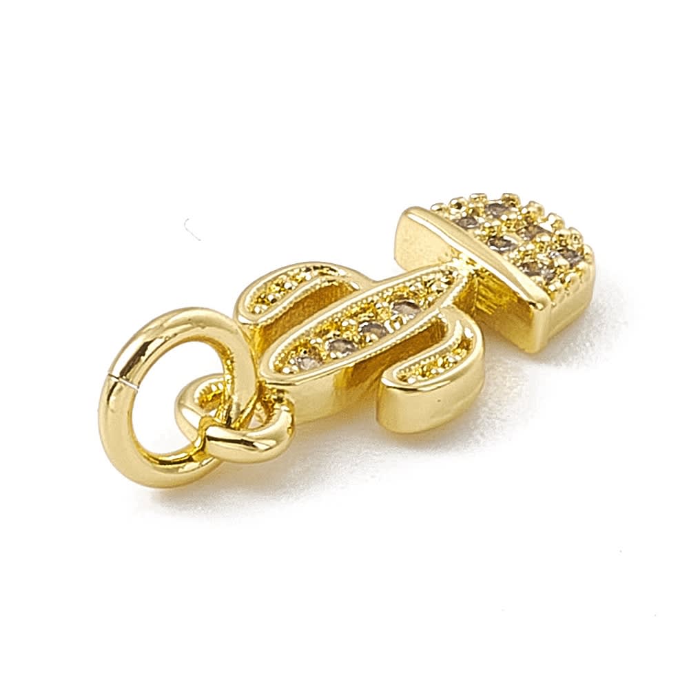 Dije colgante cactus 12.5 mm baño oro platino zircón / unidad3