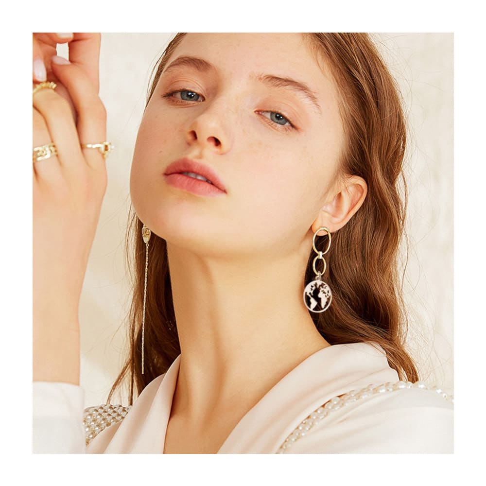 Dije colgante mapa mundi tierra  acero dorado plateado / unidad3